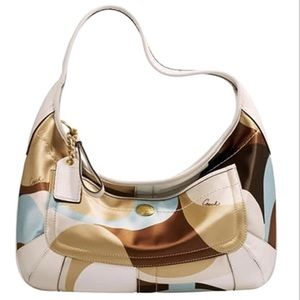 Coach Ergo Tan and Blue Multi-print Sateen Bag
